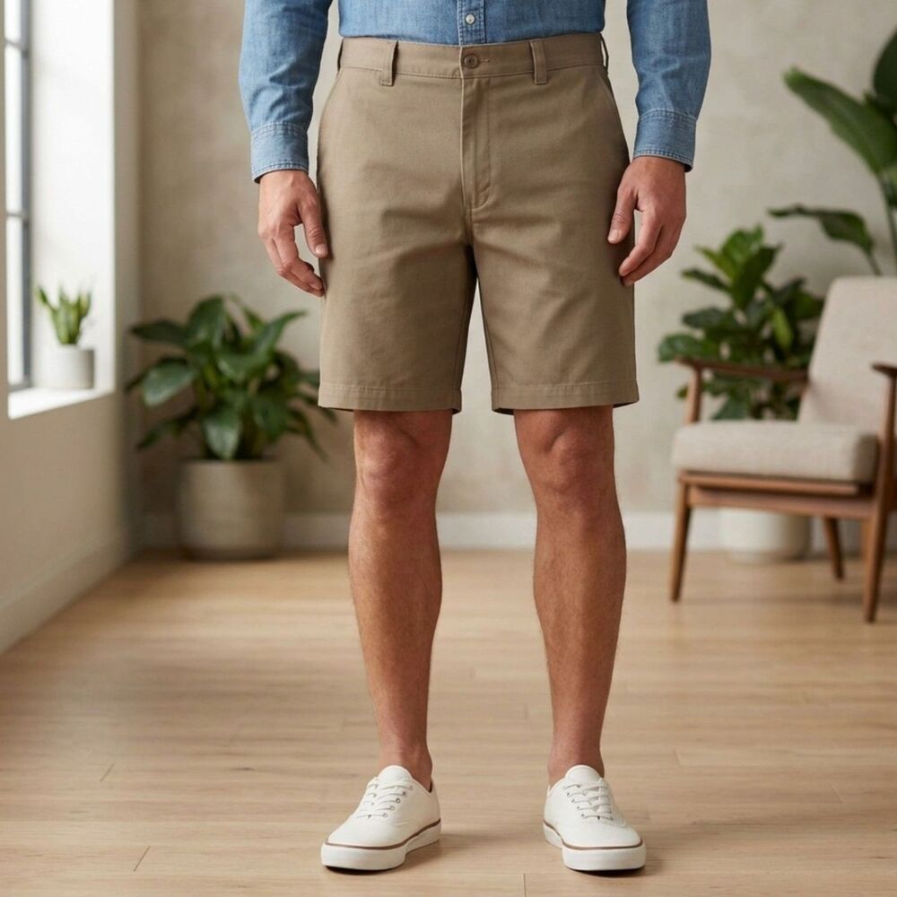 Dickies Flex Mens Size 40 Relaxed Fit Brown Flat Front Casual Chino Shorts